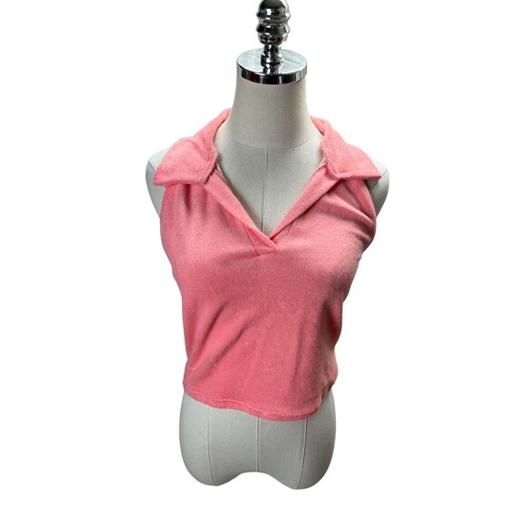 Caution To The Wind Top Size XL Women's Pink Cotton Blend Terry - Picture 1 of 4
